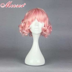 Парик короткий кудрявый розовый Lolita