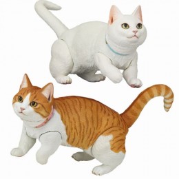 Фигурки белого и рыжего котика шарнирные Kaiyodo Munchkin