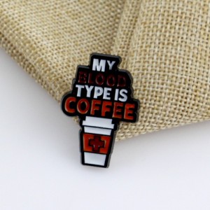 Металлический значок My blood type is coffee