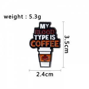 Металлический значок My blood type is coffee