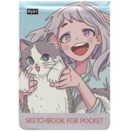 Скетчбук карманный Sketchbook for Pocket. Милый котик аниме