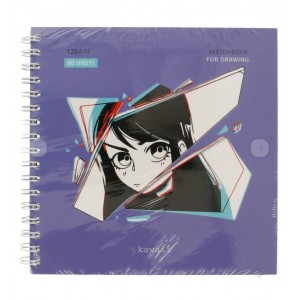 Скетчбук Kawaii 120 г/м2 на гребне 60 л.