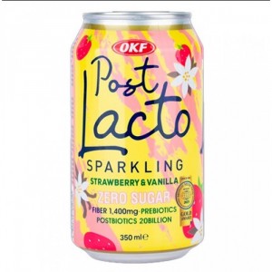 Газированный напиток OKF Post Lacto Strawberry Vanilla zero sugar (без сахара), 350 мл