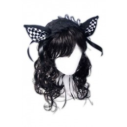 Ушки Dark Sweet Kitty Lolita Headpiece (Checkered)