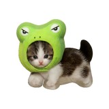Мягкая игрушка Котёнок в лягушачьей шапке