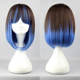 Коричневый с синим короткий парик