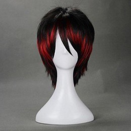 Черно-красный короткий парик Лолита