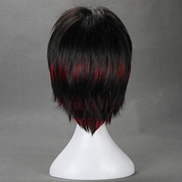 Черно-красный короткий парик Лолита